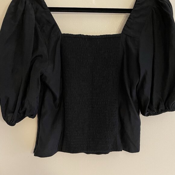 Abercrombie & Fitch M Puff Sleeve Shine Cotton-Blend Squareneck Corset Top NWT - Picture 13 of 14